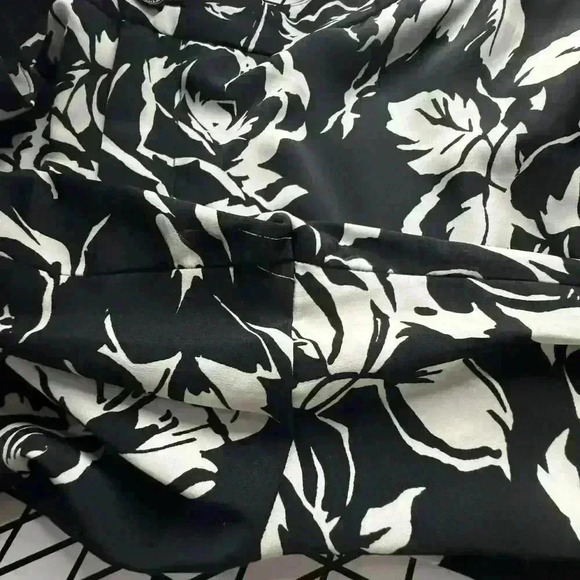 Lauren Ralph Lauren Womens 10 Black/White Floral Wide Leg Dressy High Rise Pants - Picture 9 of 12